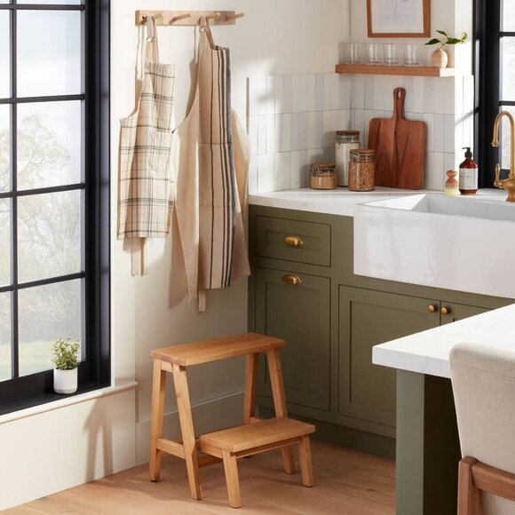 Wood Kitchen Step Stool Natural - Hearth & Hand Magnolia, Target, New in Box - Picture 2 of 9